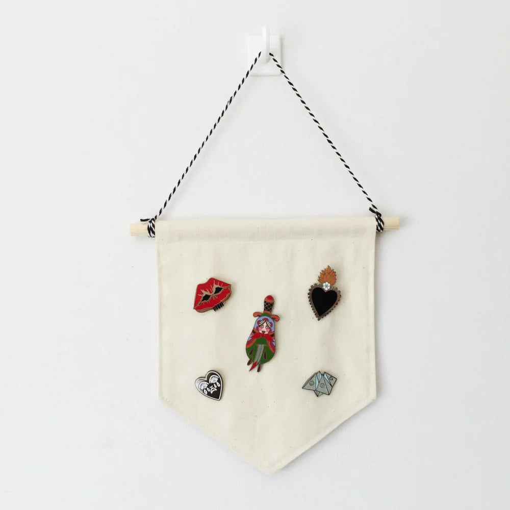foulard moderne imprimé broches blanc tringle fixations 30cm 27.5cm