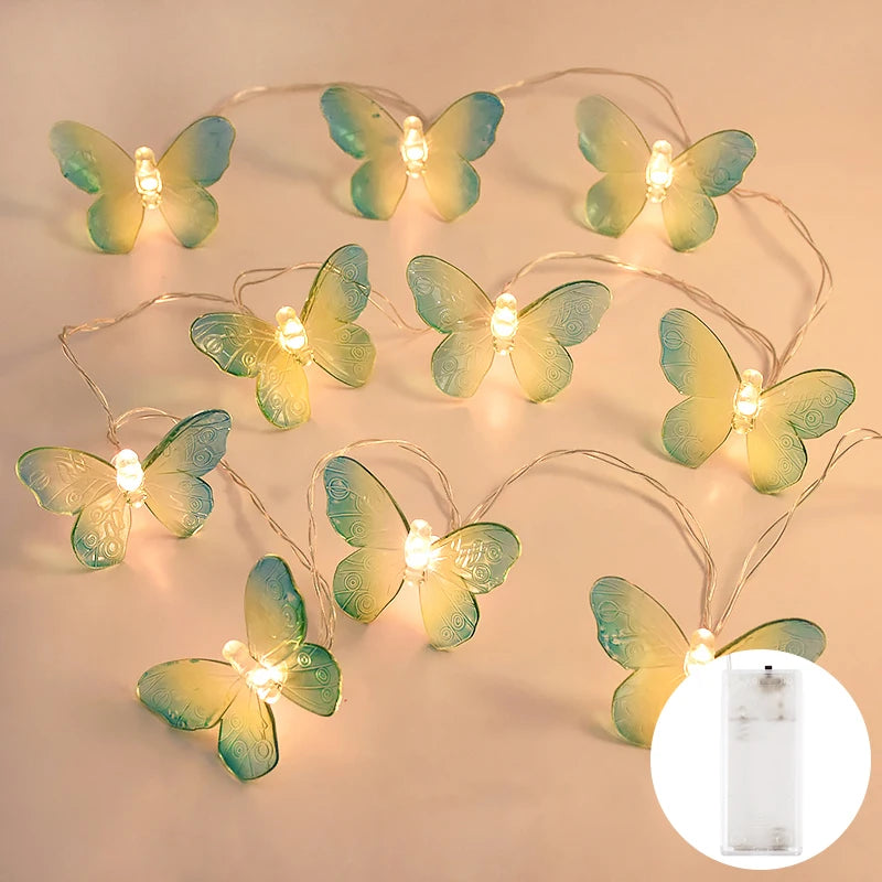 guirlande lumineuse papillons transparents violet bleu vert rose anniversaire mariage noël féerique
