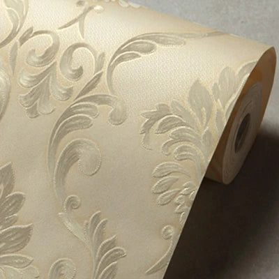 papier peint fleur motif relief classique baroque élégant chambre salon decoration résistant humidité