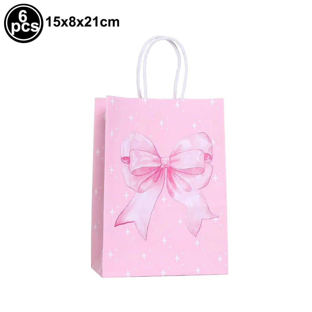 petites coupes papier rose motif rubans moderne blanc festives mariage anniversaire enfants