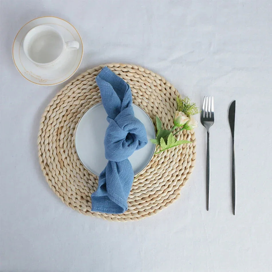 serviettes table réutilisables coton 40x40cm beige gris texture moderne rustique adhésif