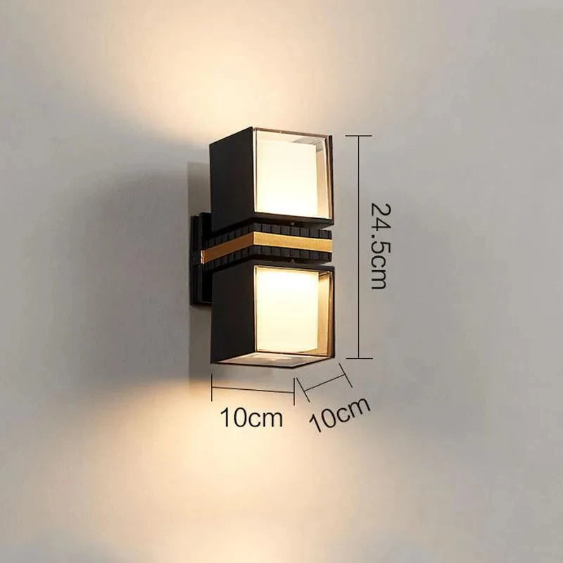 applique murale moderne led noir doré texture mat étanche extérieur