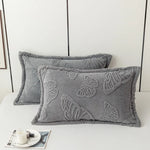 taies d'oreiller jacquard papillons brodés gris bleu rose vert beige violet modernes lit hiver