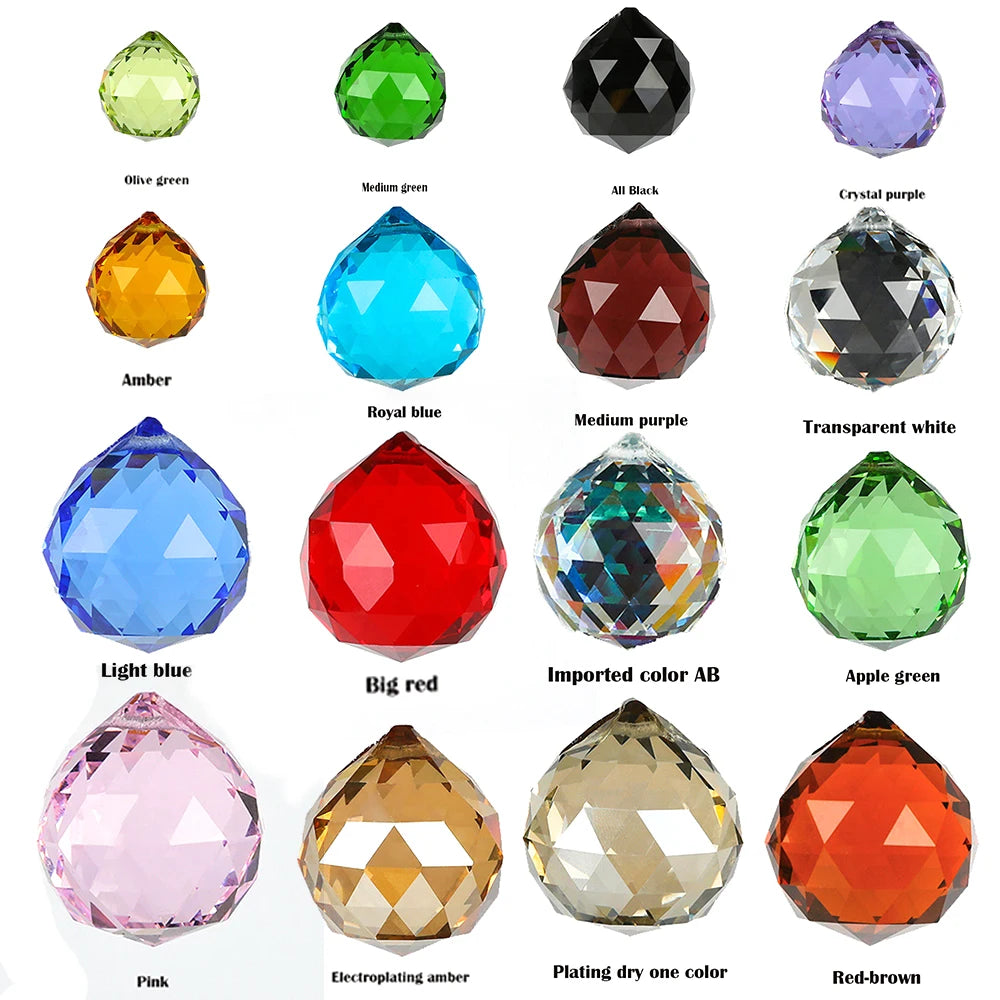 boule cristal transparente facettée décorative attrape soleil prisme arc ciel suspension maison
