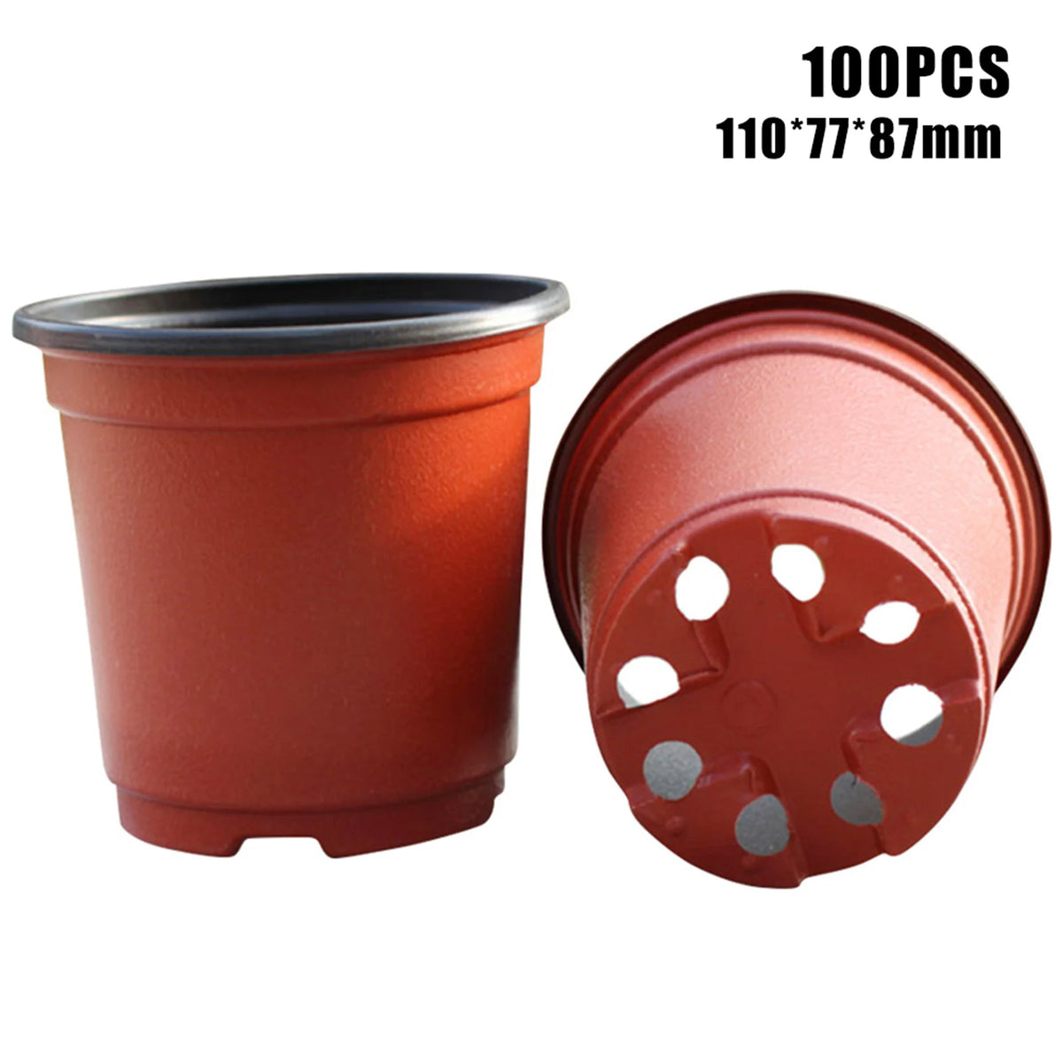 pots fleurs plastique rouge noir modernes grille drainage 9cm 10cm 11cm 12cm 13cm 14cm