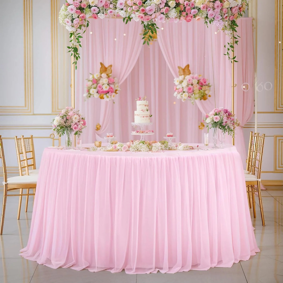 nappe table blanche plissée imperméable l'huile diamètre 48 pouces hauteur 27