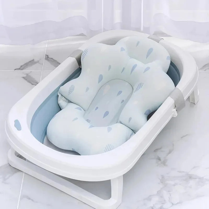 baignoire pliable bébé coussin gouttes étoiles rose moderne confortable sécurité blanc bleuclair