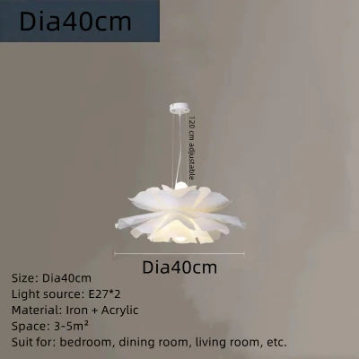 lampe suspendue moderne fleur stylisée blanc opacité chambre salle manger led dia40cm dia50cm dia60cm