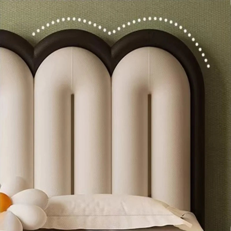 lit double bois tiroirs cuir nappa moderne minimaliste chambre coucher