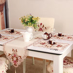 Nappe de table beige motif pivoine