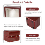 boîte bijoux bois marron foncé moderne élégante lisse brillante vis led 65x60x52mm