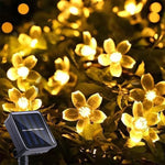 guirlande lumineuse solaire fleurs modernes blanc doré extérieure autoinstallation festive jardin patio