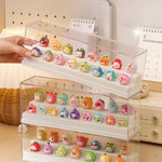 présentoir transparent empilable rangement figurines miniatures blanc beige