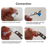 Installation du connecteur d'angle sur une bande LED dans un coin