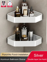 étagère salle bain moderne adhésive métal gris plat niveaux crochets rangement góc