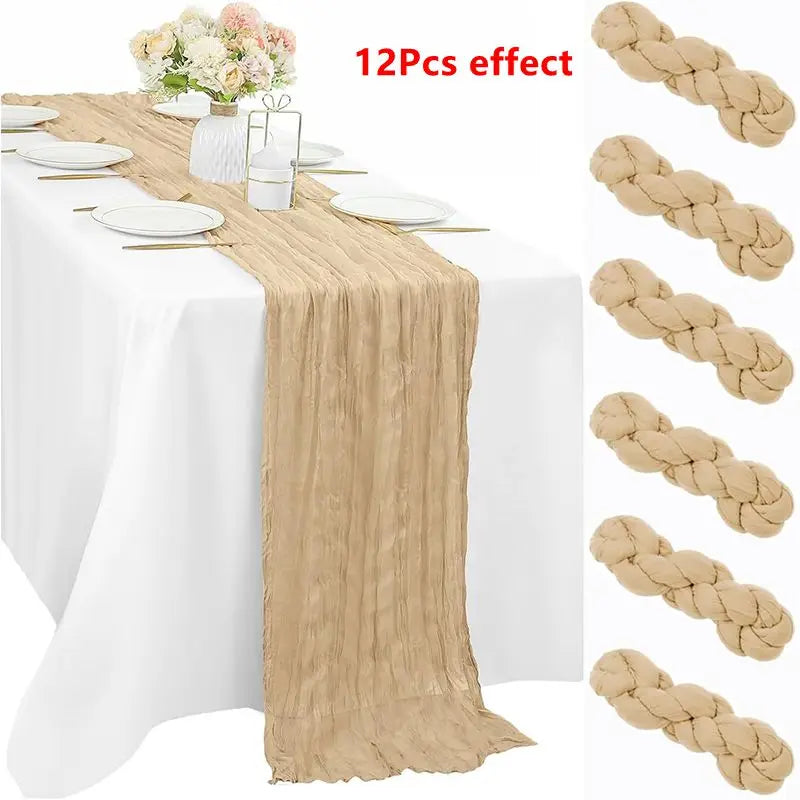 ruban table vert olive crêpe plissé classique élégant imperméable réutilisable mariage fête banquetôtelextérieur 90x180cm