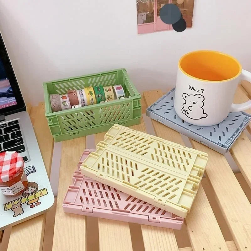 boîtes rangement pliantes vert rose beige bleu perforations moderne minimaliste poignées cosmétiques étudiants nhà