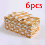 serviettes carreaux 100% polyester beige blanc table moderne cuisine restaurant