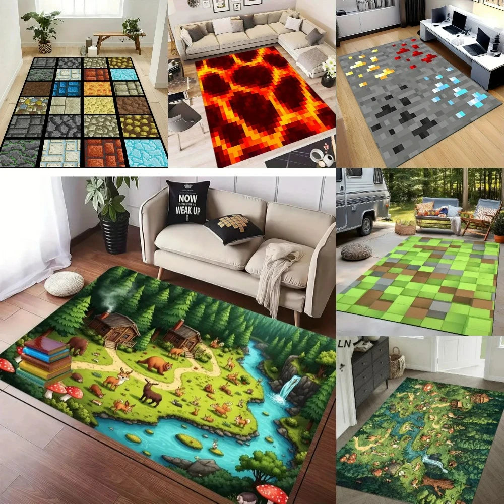 tapis sol pixel art multicolore mousse respirante anti dérapant salon chambre enfant moderne