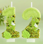 bougies chiffres glitter anniversaire dinosaure créatives opaques clips vert clair thèmes animaux