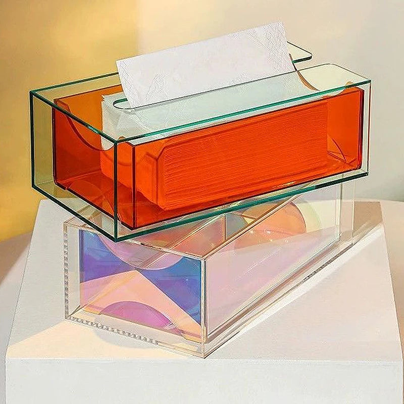 boîte mouchoirs moderne acrylique transparente orange papier toilette tissu amovible salon