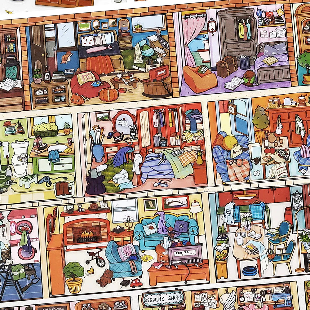 puzzle multicolore scènes domestiques dessin animé pièces puzzle opaques enfants maison activités famille éducatives