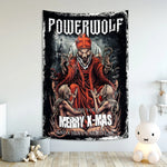 tapisserie graphique powerwolf rouge jaune bleu noir bohème hippie décoration intérieure chambre