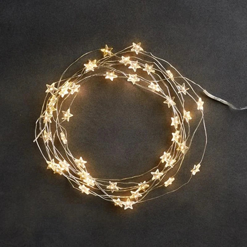 guirlande lumineuse étoiles dorées argentées 6m batterie usb noël moderne