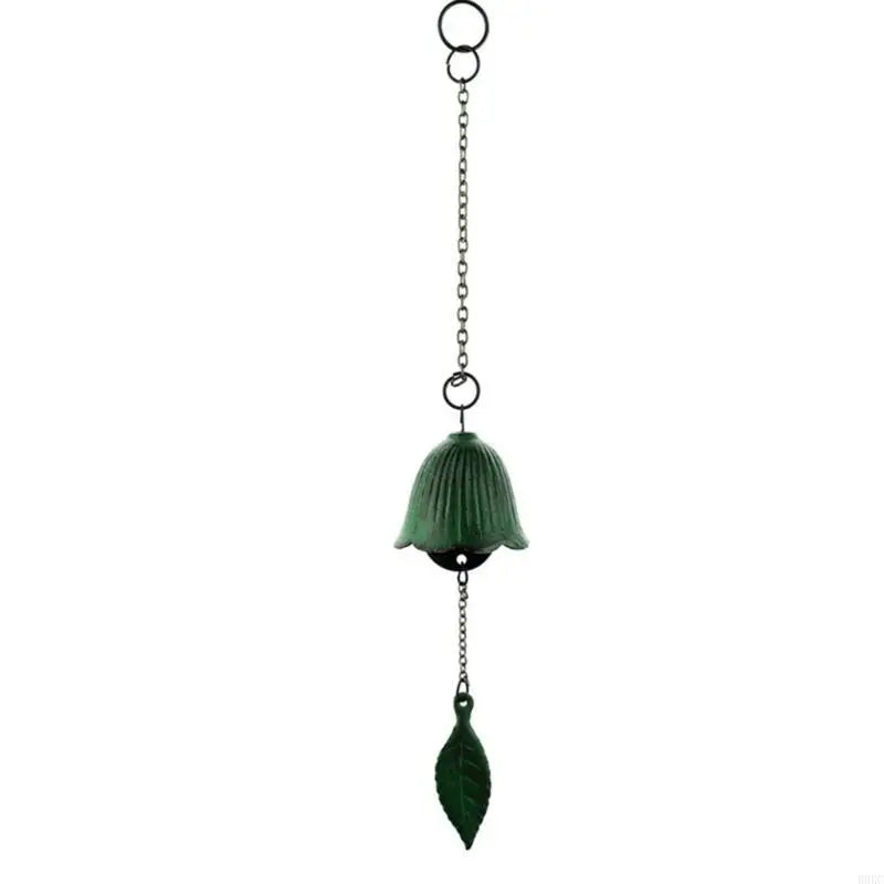 cloches decoratives feuilles relief vert jaune bleu rose vintage anneau metallique porte decorationextérieur