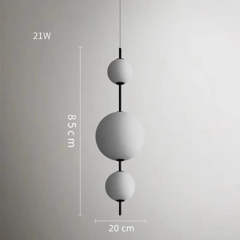 suspension moderne sphères blanches salon restaurant chambre led 6000k 4500k 3000k