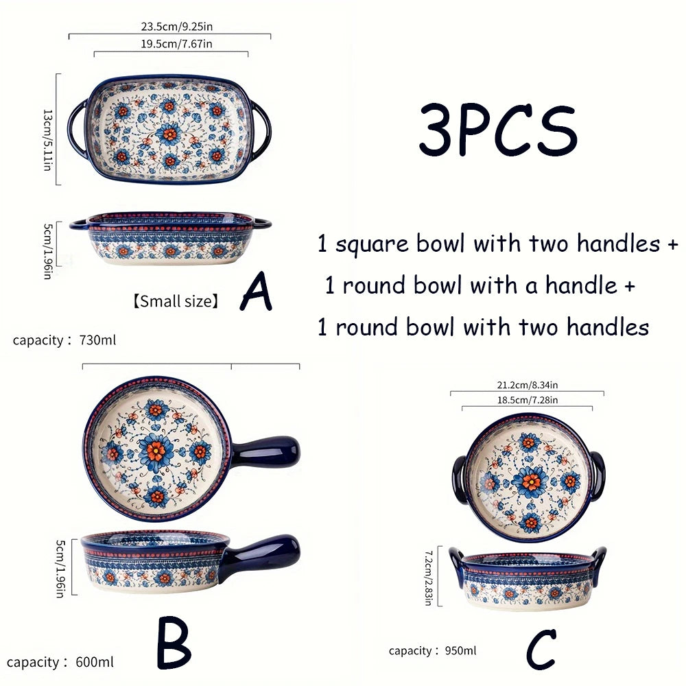 assiettes soupe vintage céramique fleur bleue rouge bordure ornée compatibles four lave vaisselle