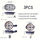 assiettes soupe vintage céramique fleur bleue rouge bordure ornée compatibles four lave vaisselle