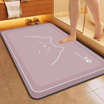 tapis bain moderne motif feuille trèfle bleu noir blanc absorbant doux salle bain