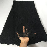 tissu dentelle polyester blanc noir floral translucide élégant mariage robes