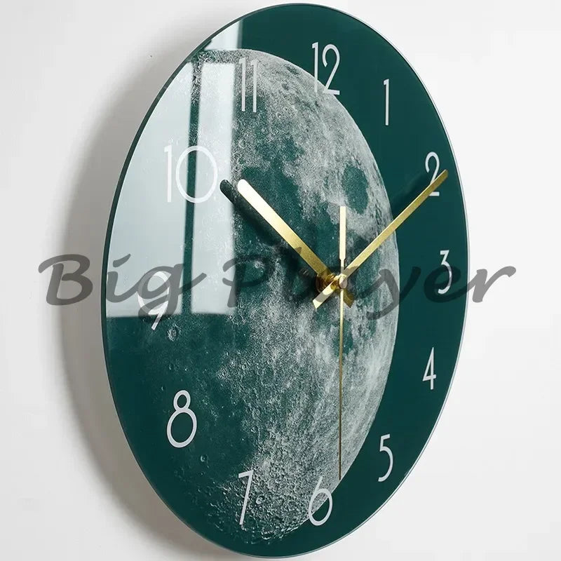 horloge murale moderne noire étoiles galaxie lumineuses salon décoration opaque aiguilles électrique