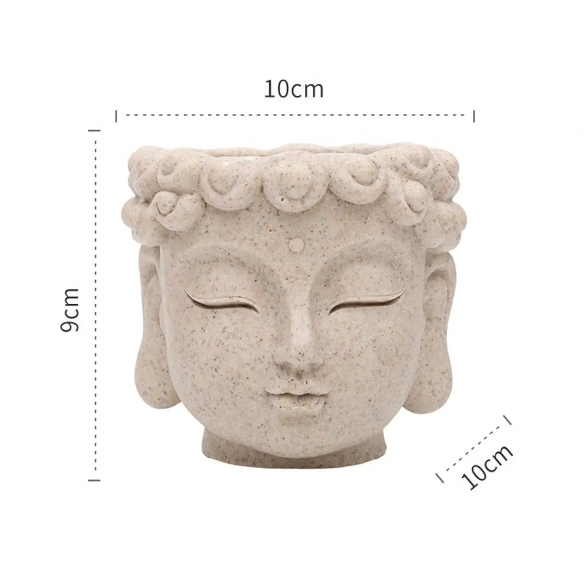 cache pot résine tête bouddha texture granuleuse artisanal décoration intérieure extérieure zen sérénité spiritualité