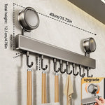 barre suspension murale moderne aluminium crochets gris argenté minimaliste adhésif salle bain