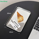 plateau rectangulaire argenté lisse moderne service table gâteau boisson pain