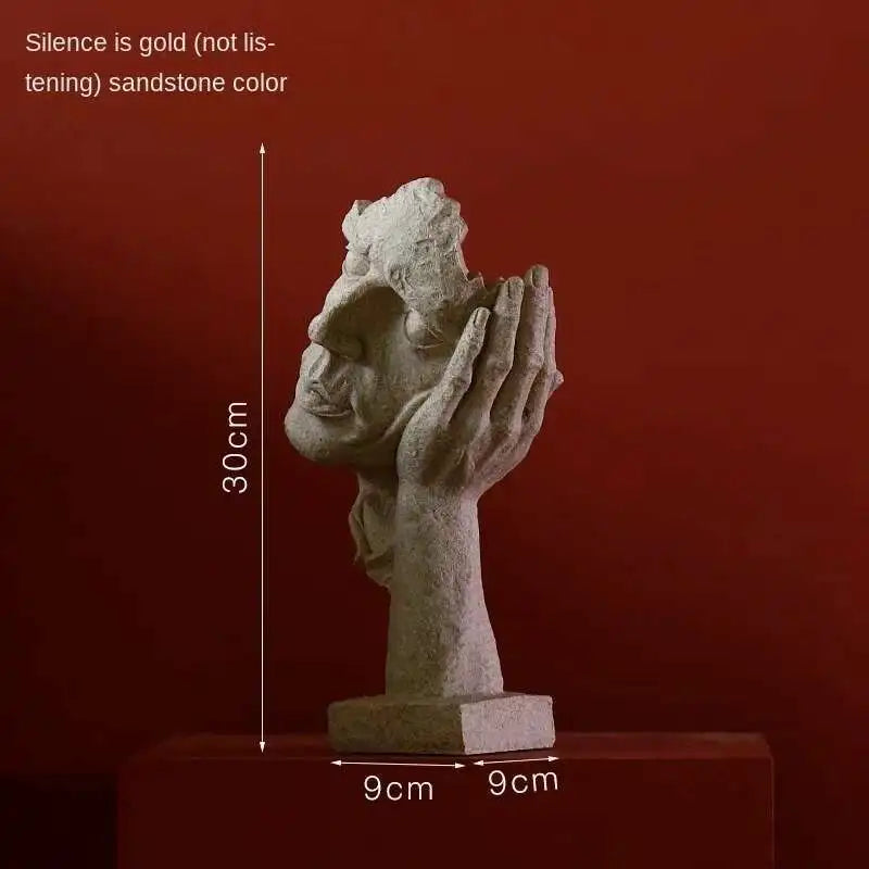 statuette or silencieux homme masqué moderne abstraite art classique hauteur 31cm largeur 11cm poids