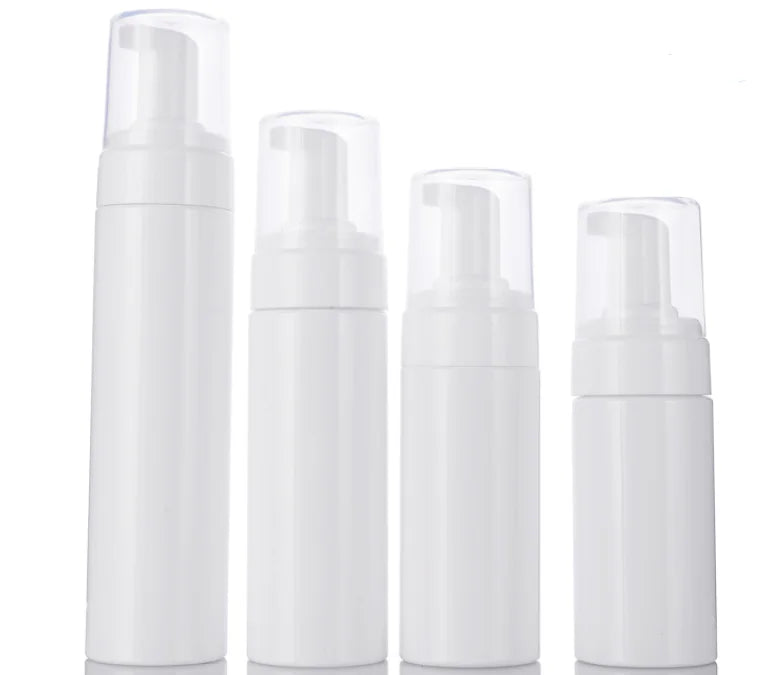 flacon cosmétique blanc mat pompe distributeur savon mousse rechargeable salle bain