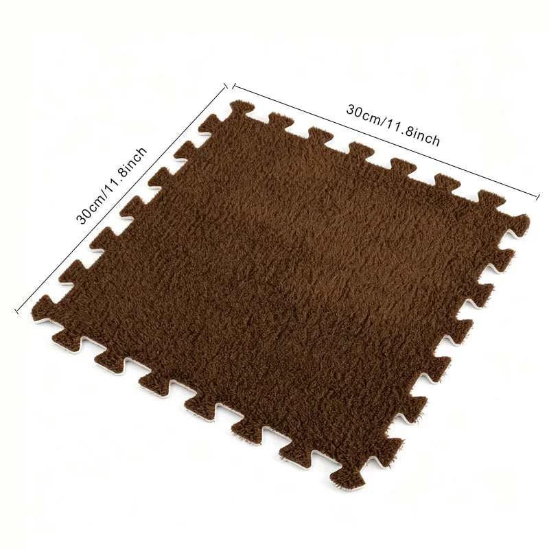 tapis modulables carreaux géométriques 30cm 30cm gris noir marron clair doux moelleux moderne confortable