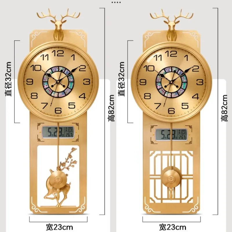 horloge murale moderne ornementale tête cerf salon horloge analogique motif animal ornement asiatique