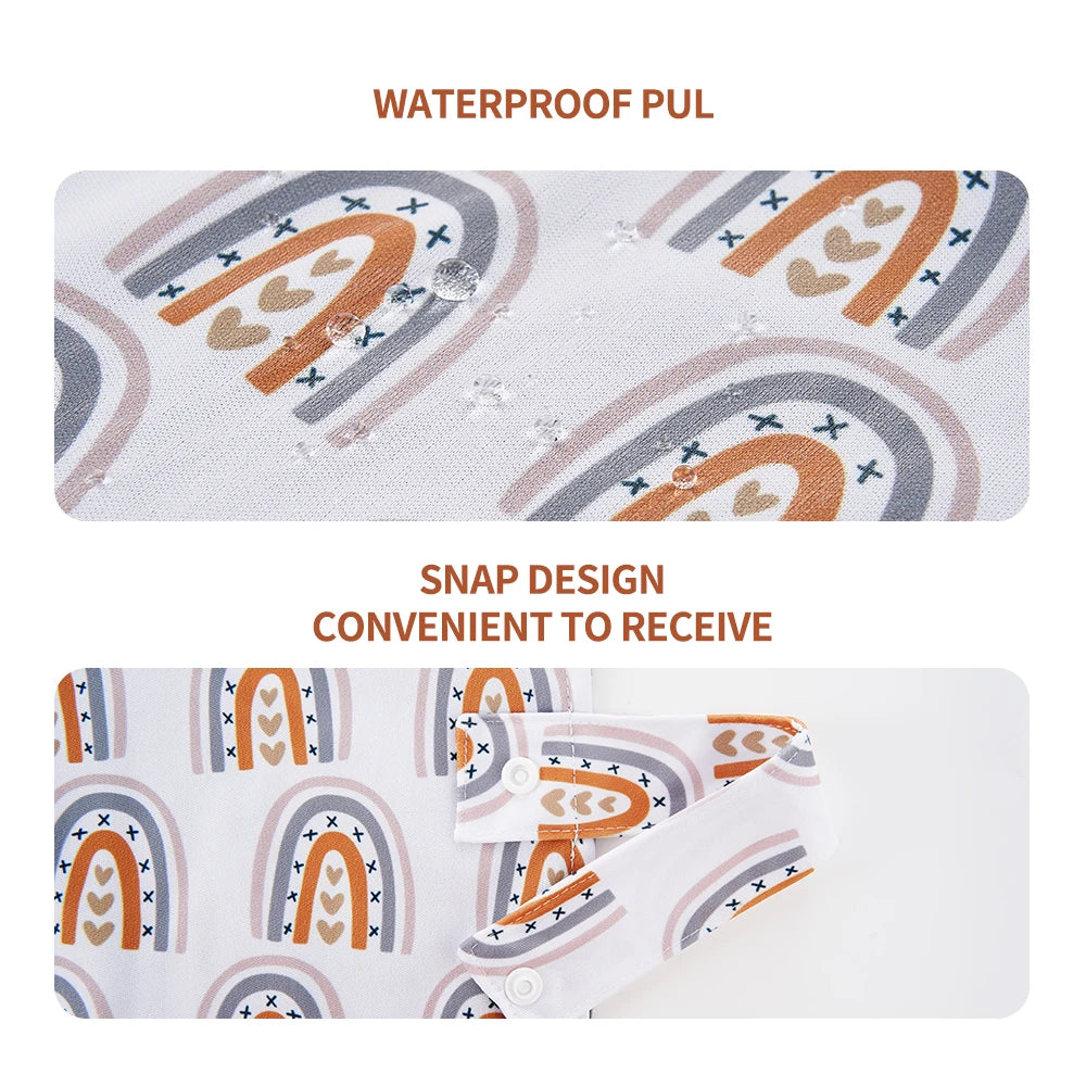 tapis changement bébé imprimé animaux blanc gris orange bleu moderne clips imperméable absorbant bambou