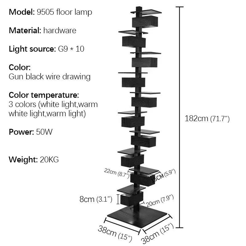 lampe sol bois marron clair marron foncé minimaliste contemporain led base plate