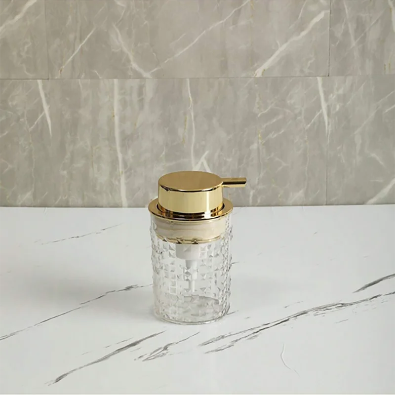distributeur savon liquide transparent moderne lotion rechargeable geometrique