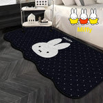 tapis kawaii miffy bleu blanc points visage lapin moderne 40x120cm 50x120cm absorbant eau resistant