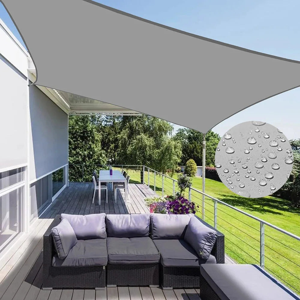toile d'ombrage extérieure grise imperméable résistant uv terrasse jardin carport poteau fixation