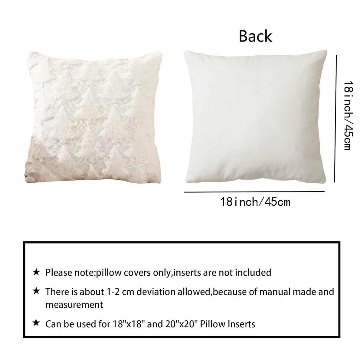 Taie d'oreiller décorative blanche, en tissu moelleux, avec une taille de 45 cm x 45 cm, convenant parfaitement pour des coussins de 18 pouces x 18 pouces ou 20 pouces x 20 pouces.