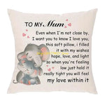 coussin imprimé mère enfant beige décoratif sentimental polyester coton microfibre