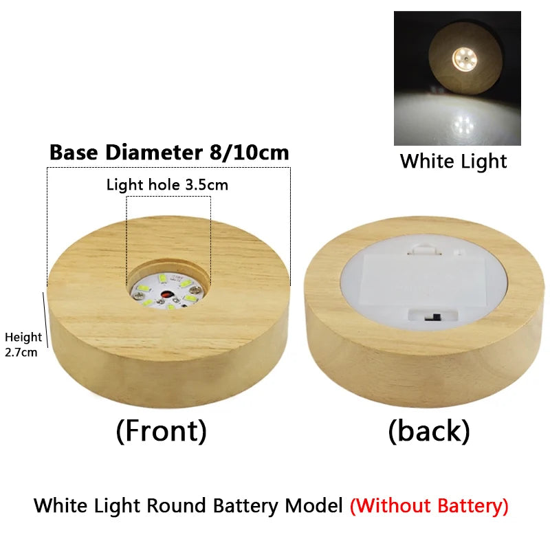 veilleuse led boîte batterie ronde bois moderne 10cm tricolore lumière blanc chaleureuse
